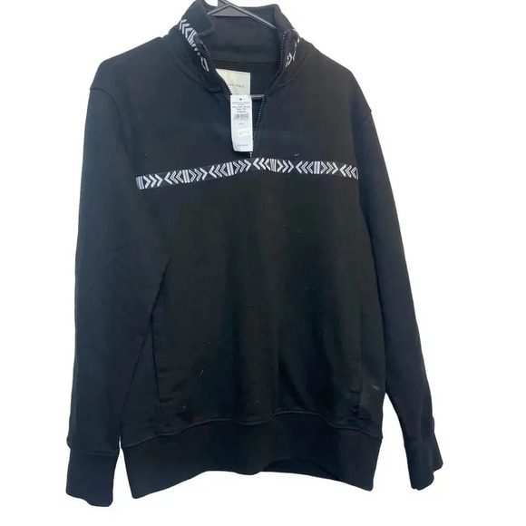 NWT American Eagle Outfitters Quarter Zip Sweatshirt Oversized Fit Black Size S - Picture 1 of 6